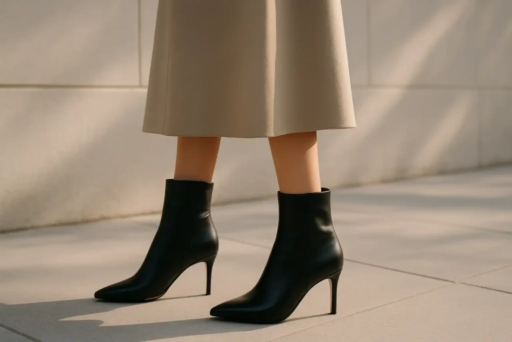 Comment équilibrer un look avec des bottines à talon fin ?