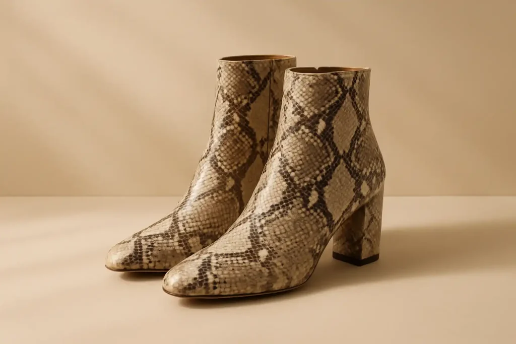 Comment porter des bottines effet python avec sobriété ?
