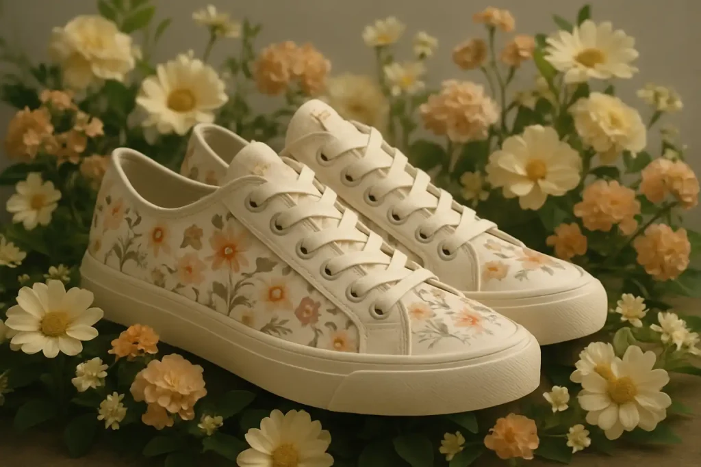 Comment porter des baskets fleuries sans trop en faire ?