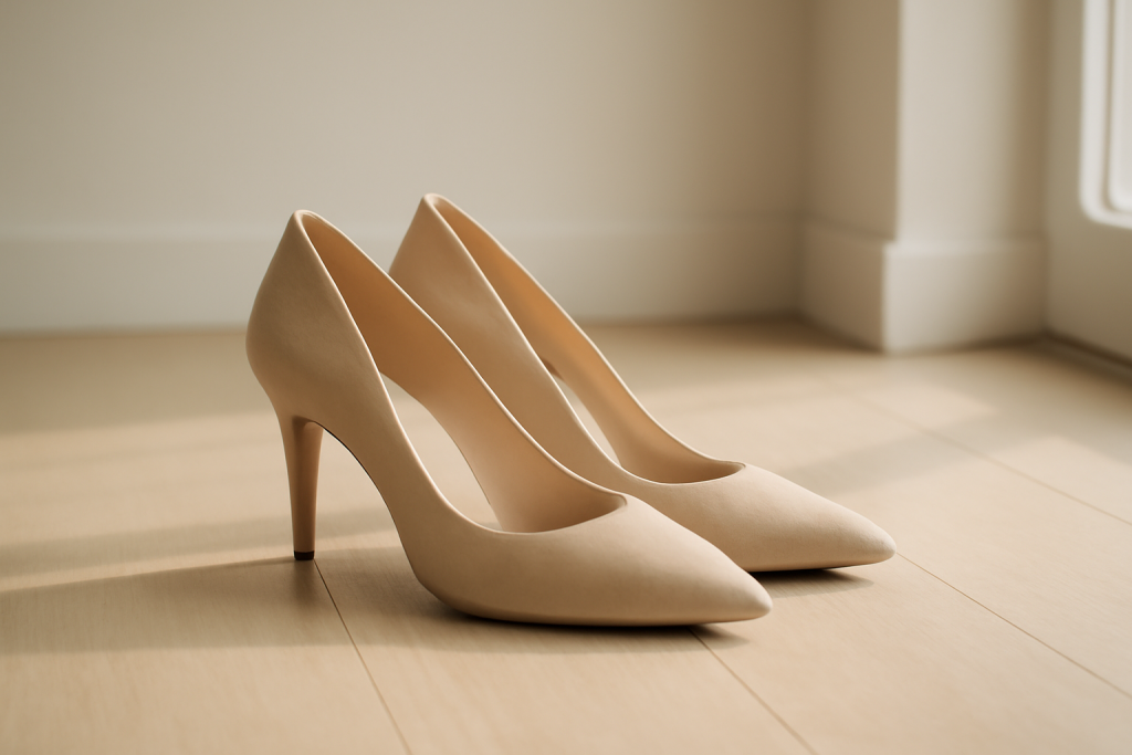 Comment porter des escarpins beiges avec une robe colorée ?