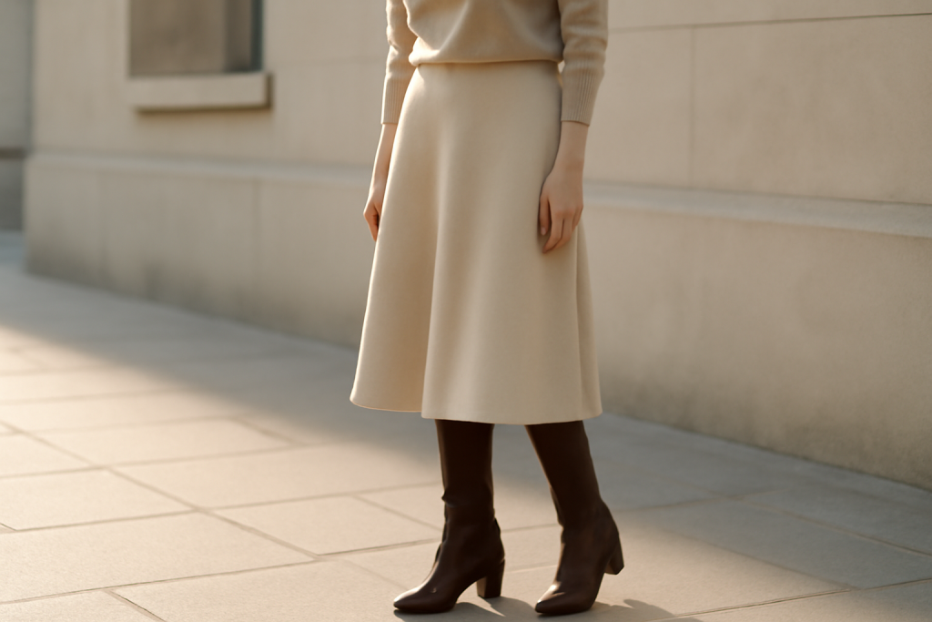 Bottes hautes et jupes midi : quelles proportions respecter ?