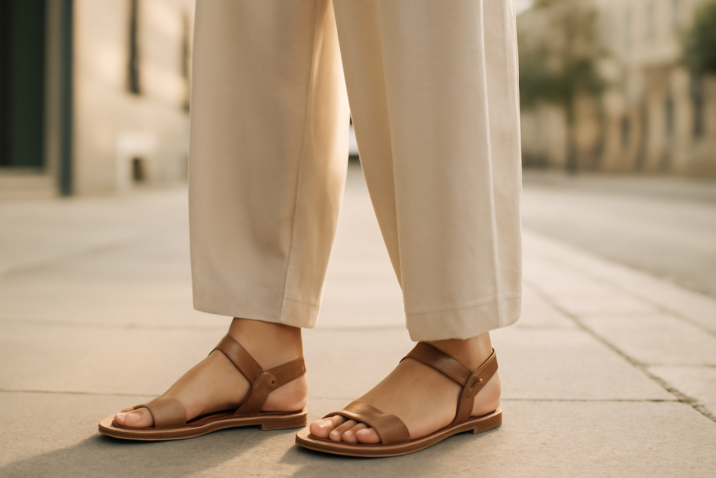 Quelles sandales assortir a un pantalon large pour un look moderne ?